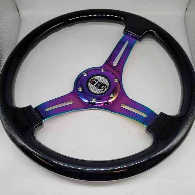 NEW 350MM 14 Universal Mugen ABS Racing Steering Wheel Black With Neo Spoke