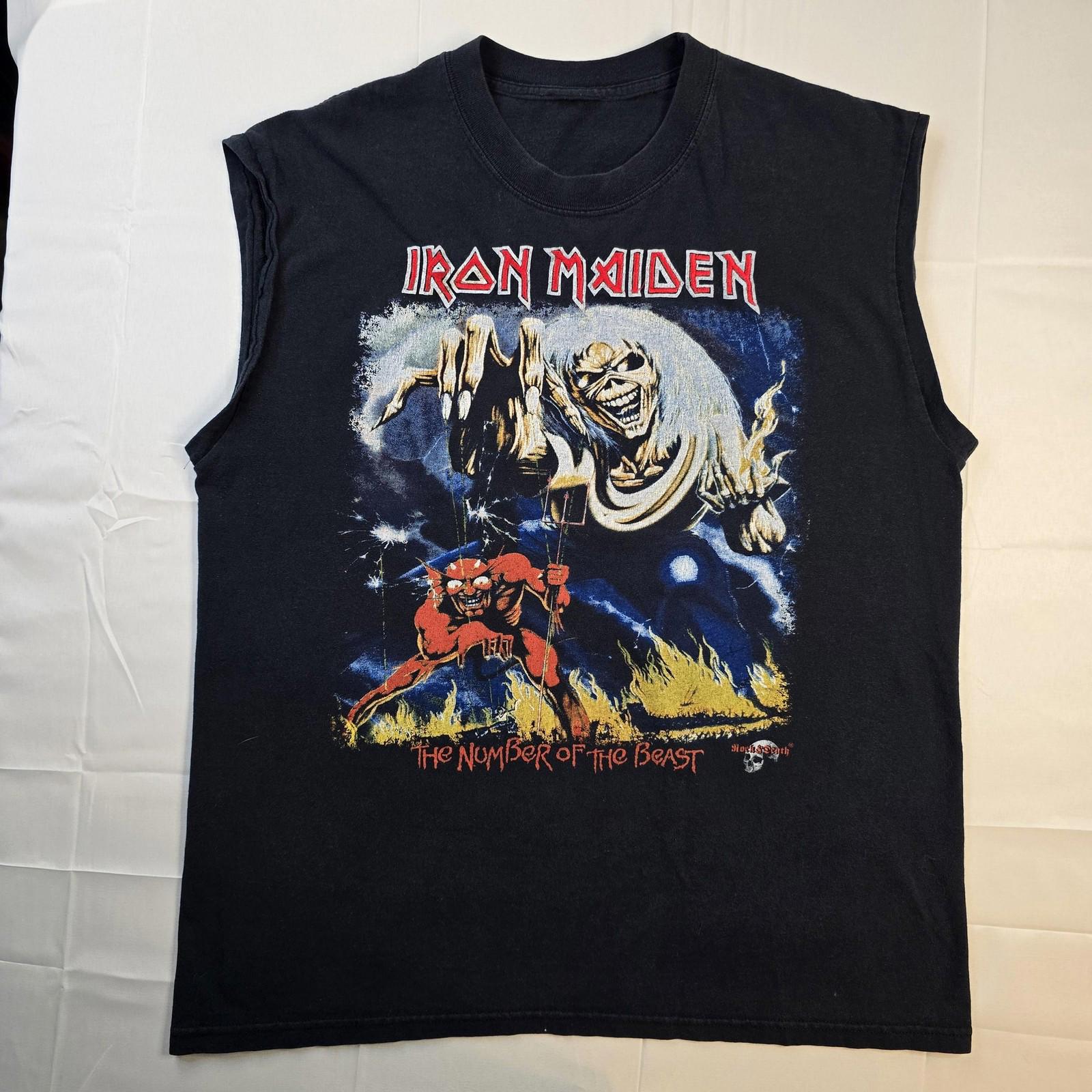 VTG Iron Maiden Shirt Mens Large Number Of The Beast Sleeveless Metal Band Tee