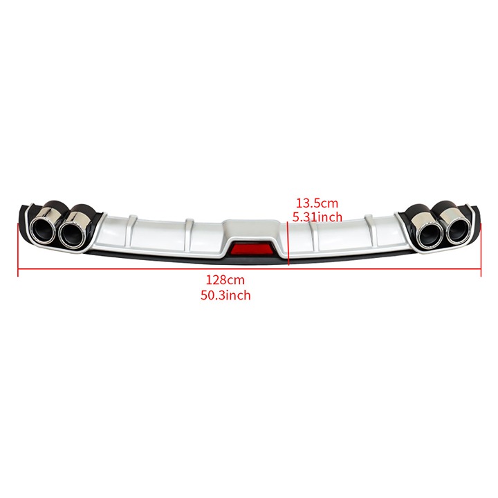 New Universal White Rear Bumper Lip Diffuser Splitter Shark Fin Style Protector