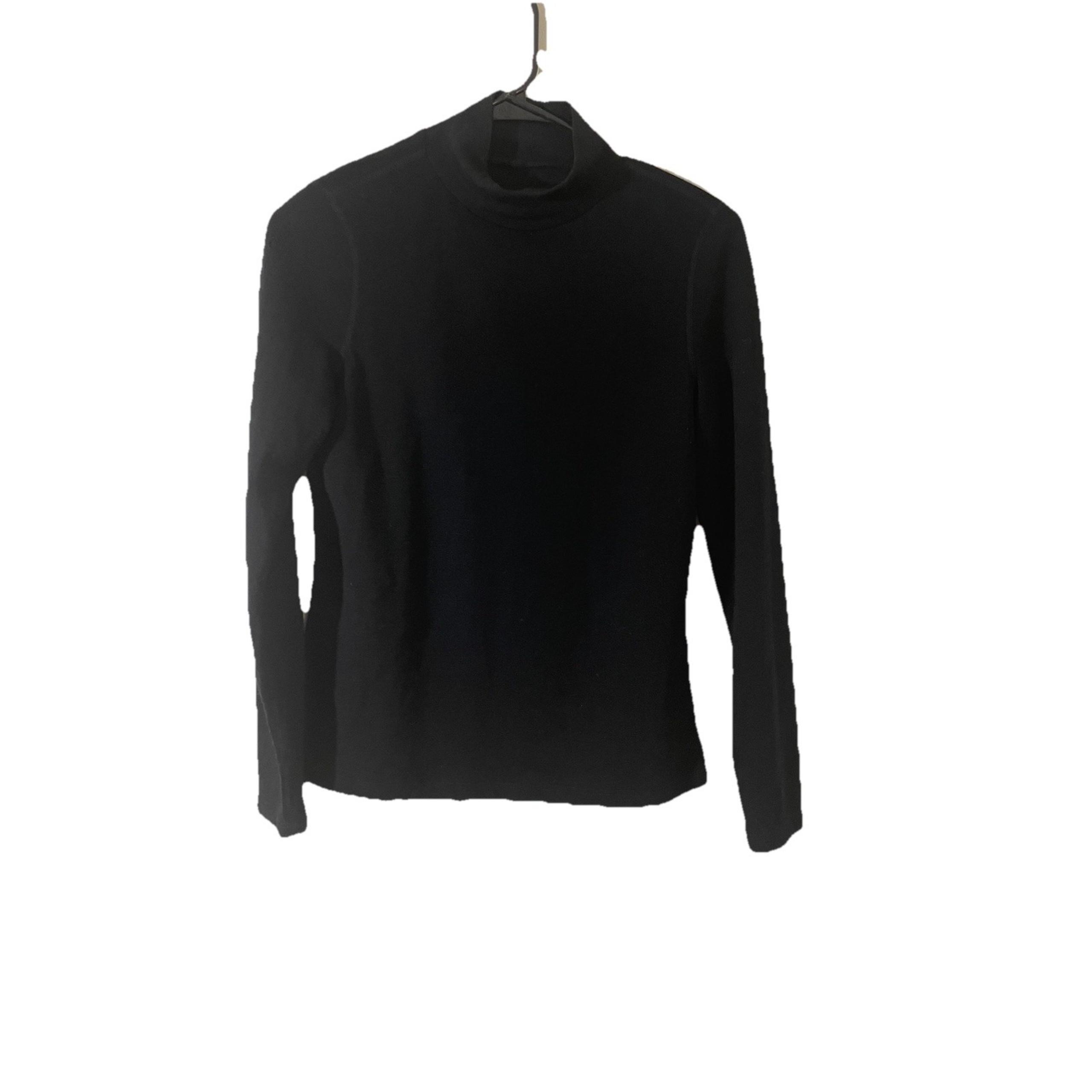 Wicked Wool Women's Merino Long Sleeve Mock Neck Pullover Top- Black- Small