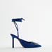 NEW BLUE ZARA EMBELLISHED LACE UP HEELED SHOES
