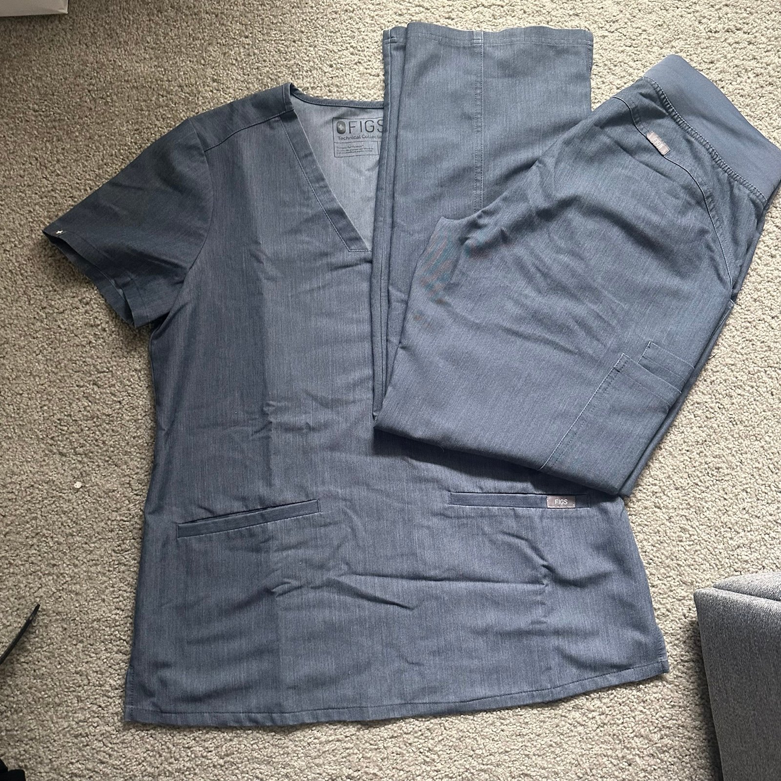 Figs scrub set in Heather Denim