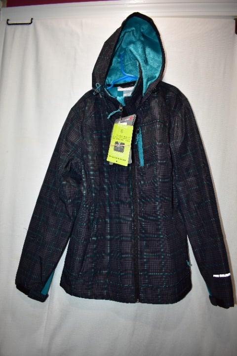 FREE COUNTRY BLACK/TURKIS SOFTSHELL JACKET SIZE LARGE NWT