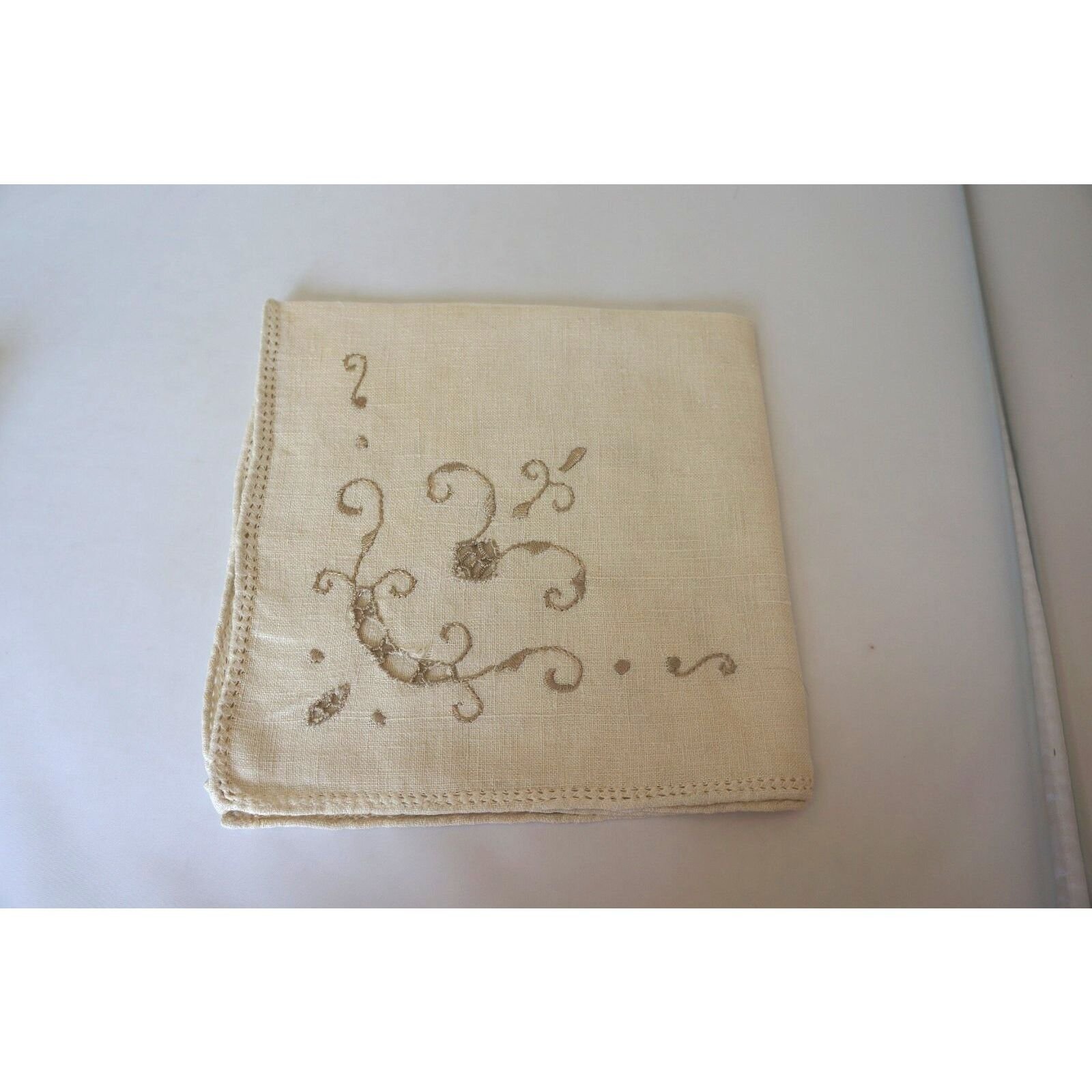 008 VINTAGE NAPKINS WITH EMBROIDERY AND OPEN WORK: SET OF 7