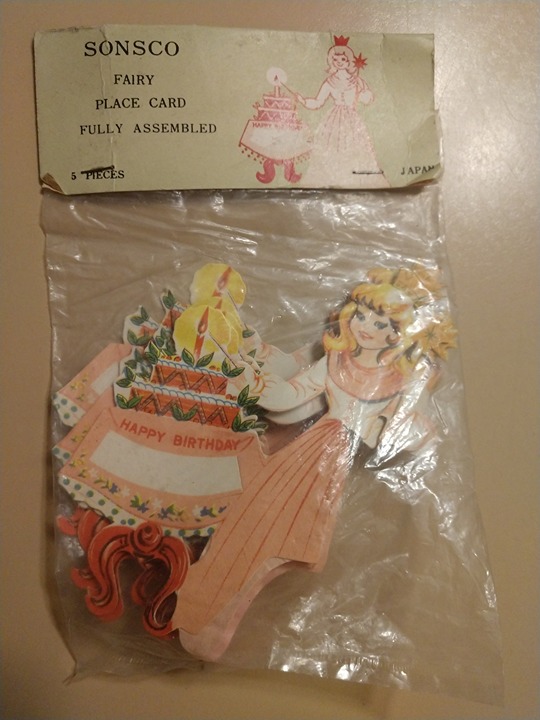 5 Rare Vintage Sonsco Honeycomb Girl Paper Doll Birthday Place Card in Package