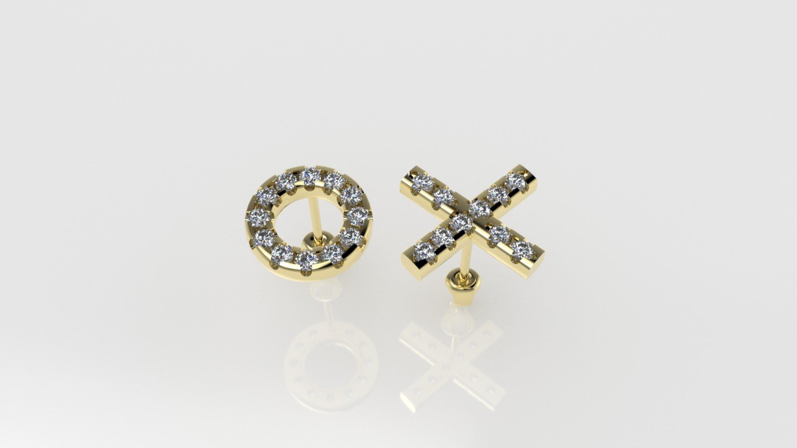 14k Earrings with 22 DIAMONDS VS1 each, Style XO STT: Split