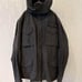 Dark gray hooded military jacket