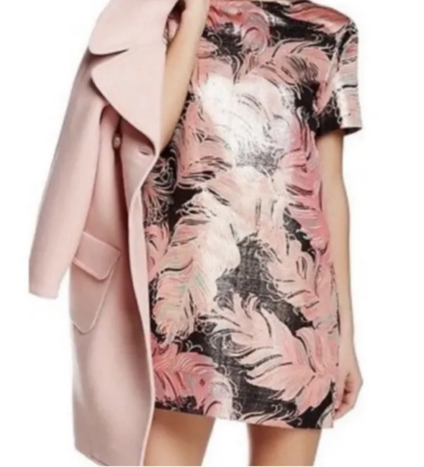 Kate Spade New York 'Regal Plumes' Print Metallic Dress