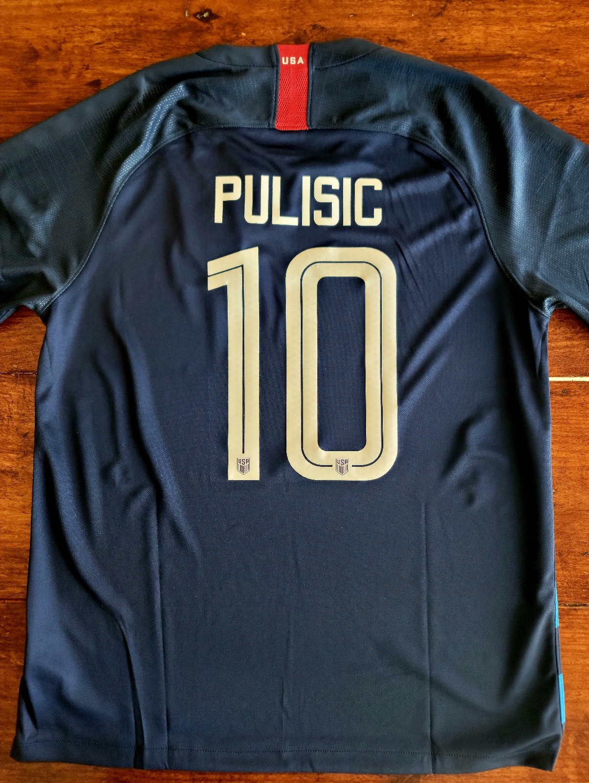 2018/19 NIKE USA USMNT #10 PULISIC Away Shirt Soccer Jersey Blue Short Sleeve