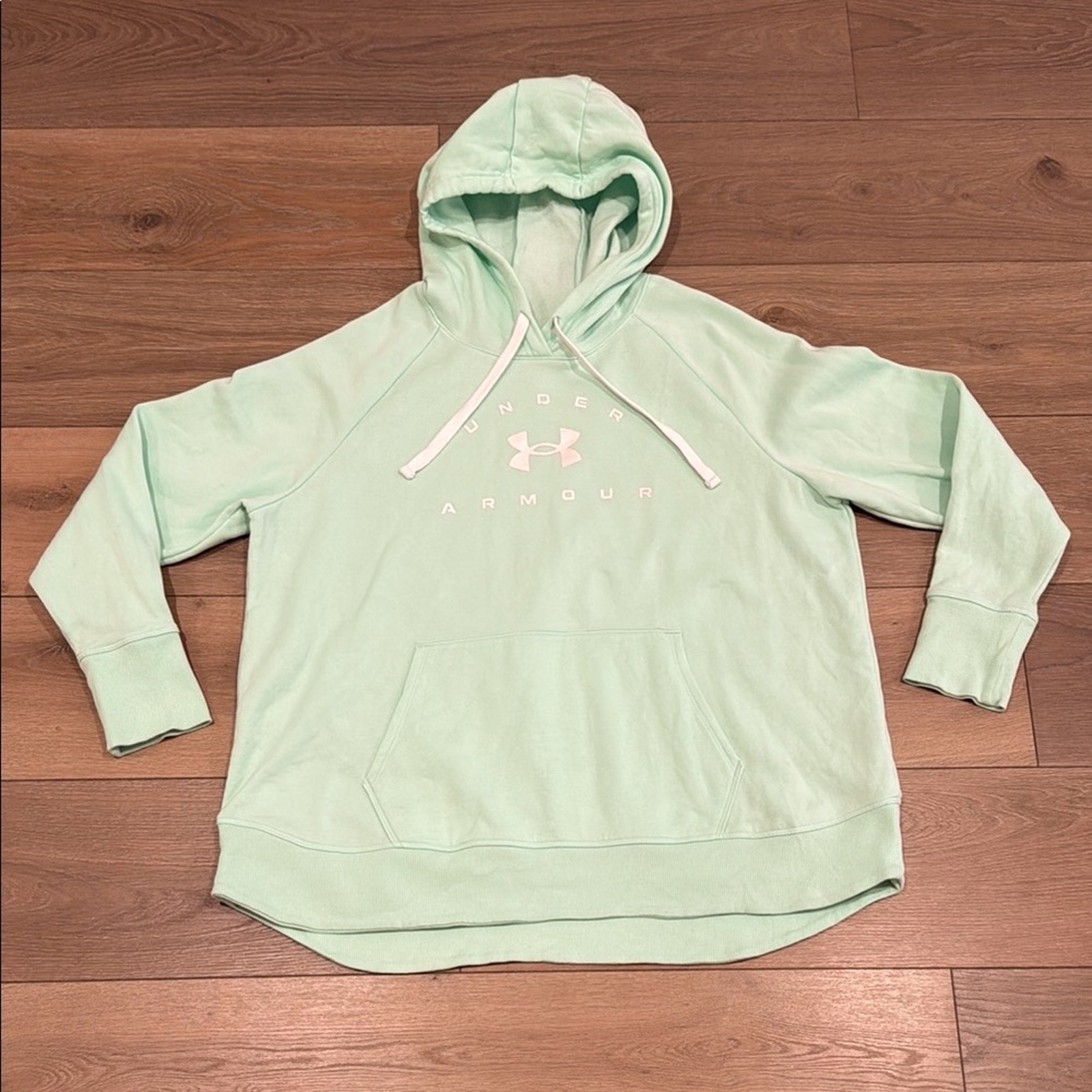 UNDER ARMOUR Mint Green Rival Fleece Long Sleeve Pullover Sweatshirt Hoodie 1X