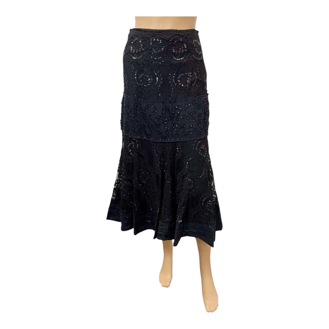 Lillie Rubin Women's Black Lace Sequins Skirt, 2