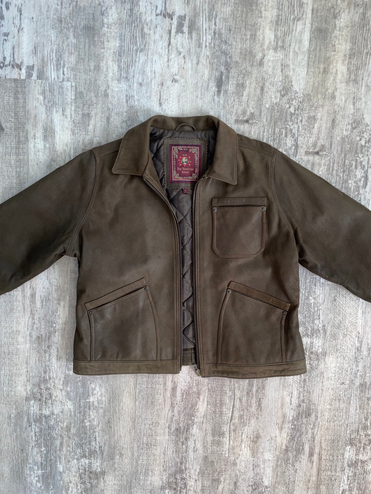 Vintage Territory Ahead Genuine Leather Jacket
