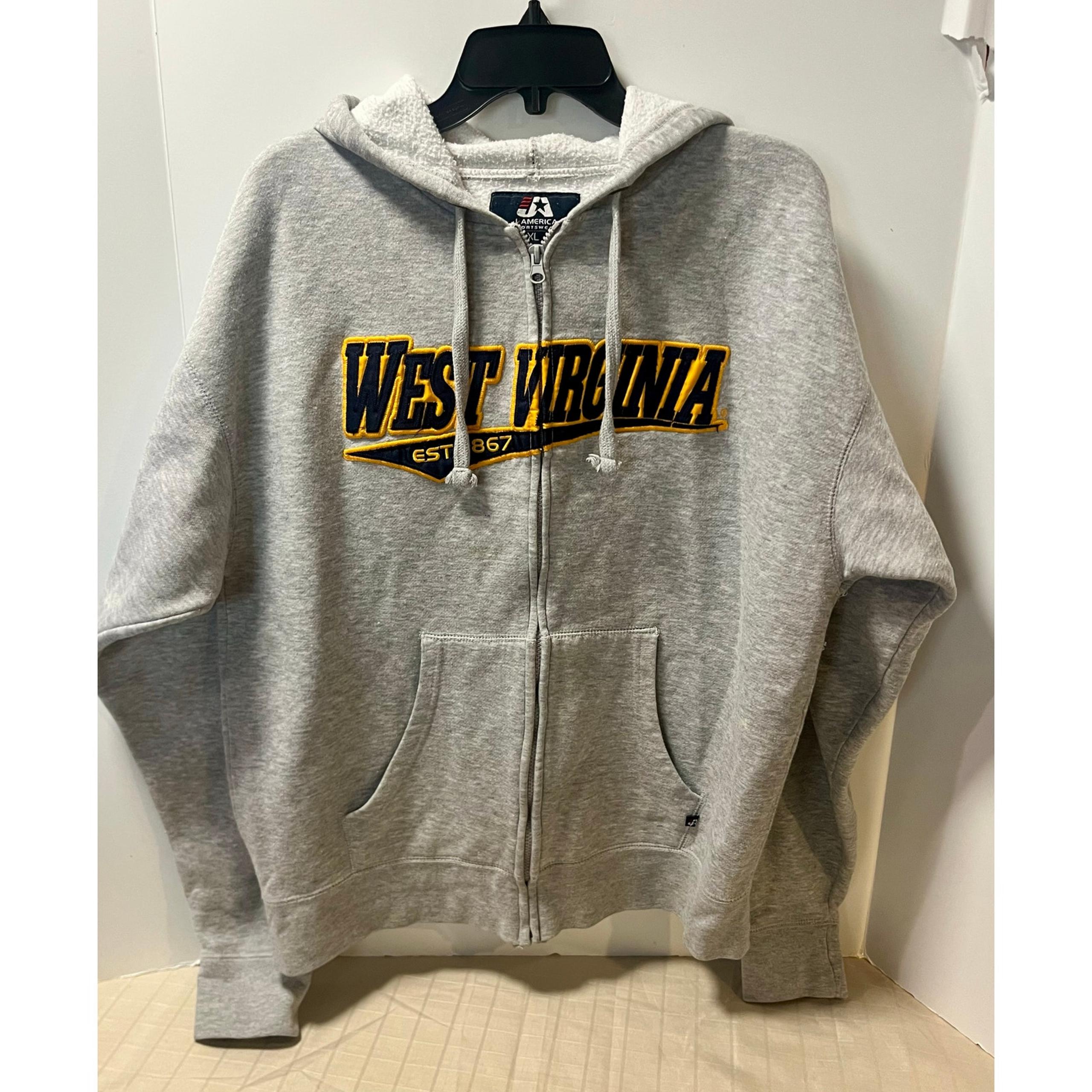 West Virginia Mountaineers J. America Full Zip Hoodie Men’s Size XL EST. 1867