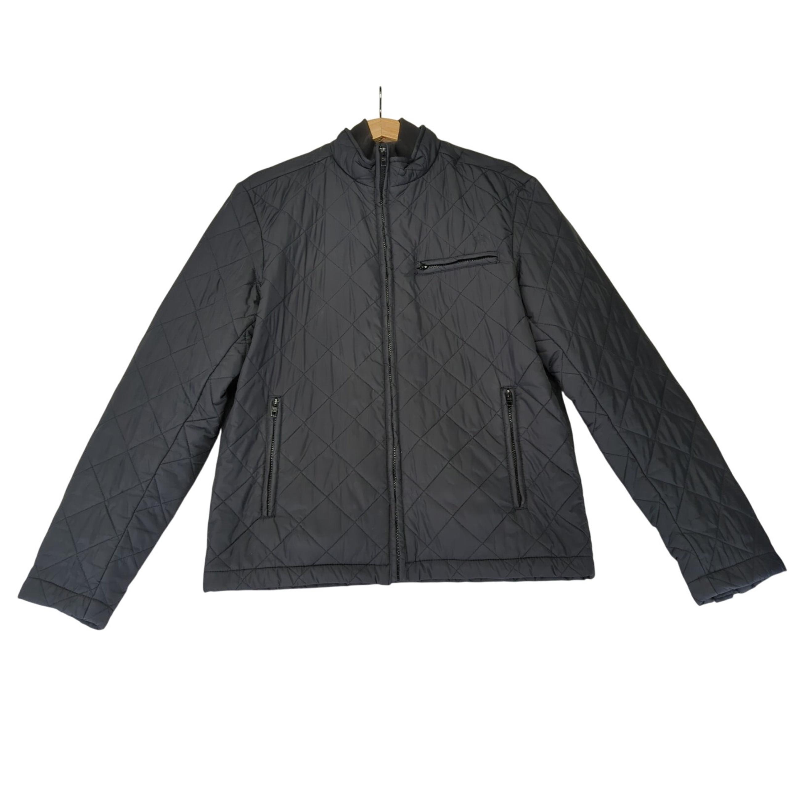 French Connection Quilted Bomber Jacket Black Men's Medium Nylon 55xi4 Puffer