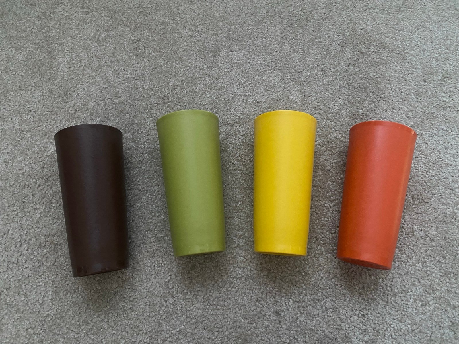 Vintage Tupperware Cup Set of 4 Tall Cups 70’s Colors Vintage 1348