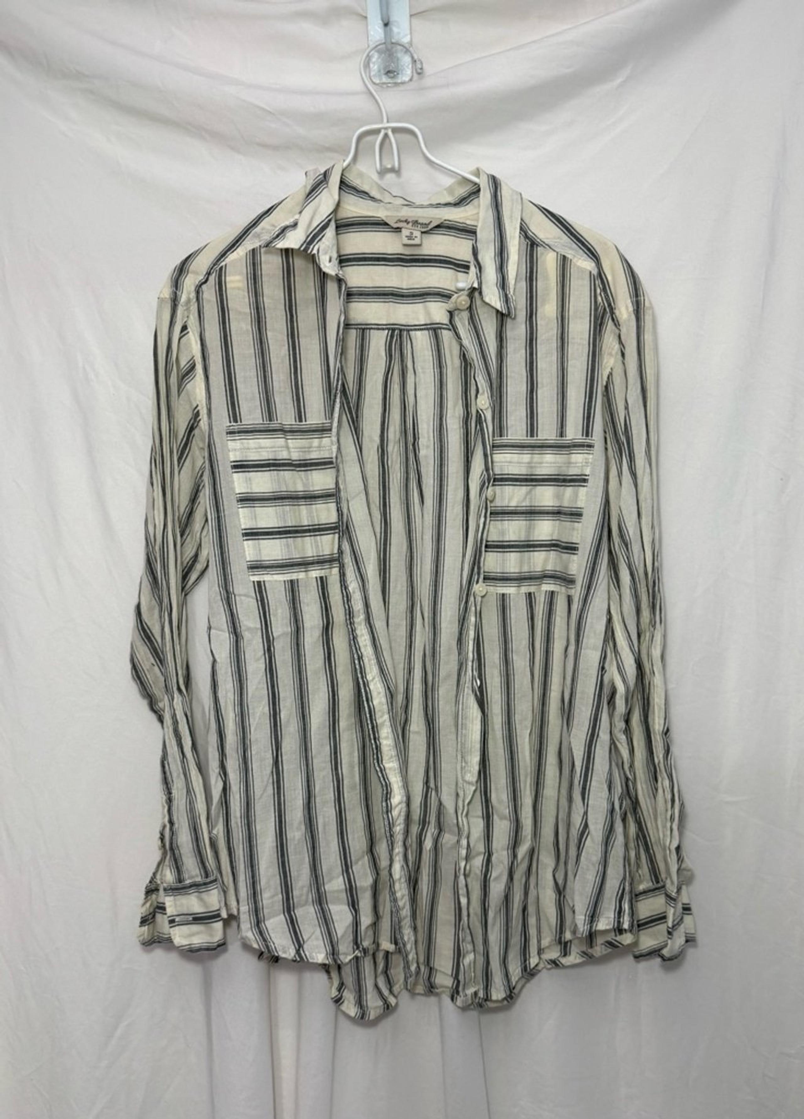Women's Lucky Brand Striped Button-Down Shirt, Size S, White/Black
