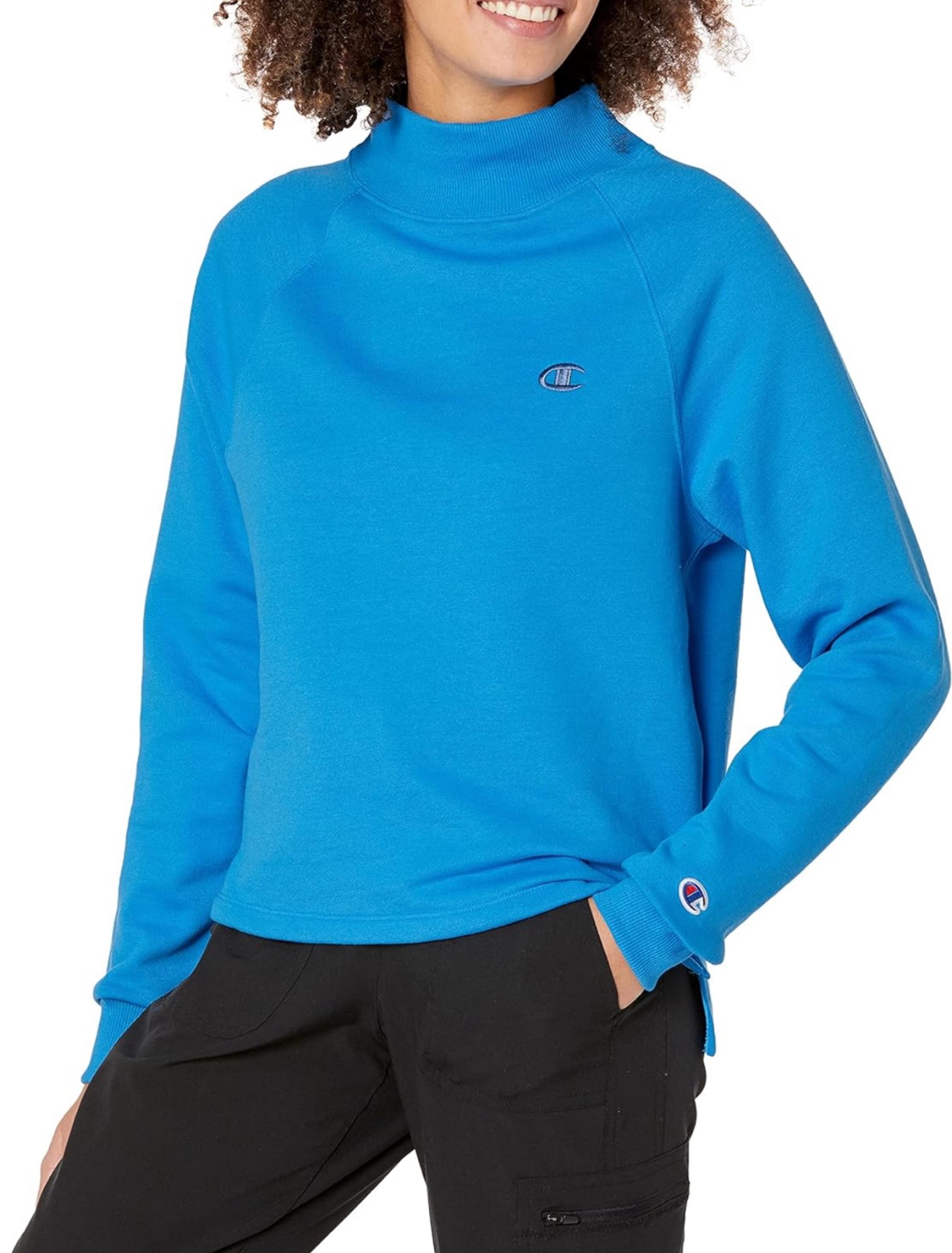 Champion Women’s Powerblend Mock Neck Pullover, Women’s Sweatshirts, Pullover S