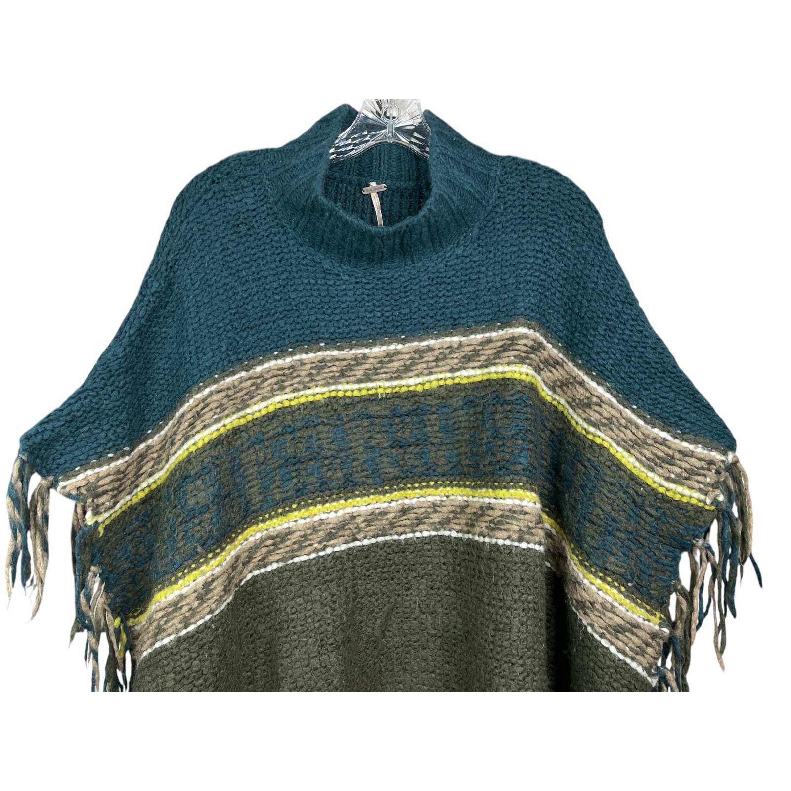 ジャケット・アウター L'Appartement GOOD GRIEF Fringe Poncho Free People Labyrinth Fringed Poncho Striped Sweater XS/S