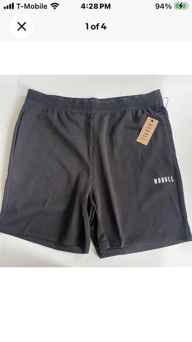 NoBull Men’s Black Solid Stretch Shorts Large