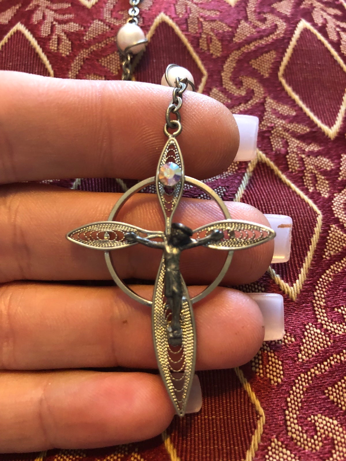 Antique European Sterling Pearl & Filagree Rosary
