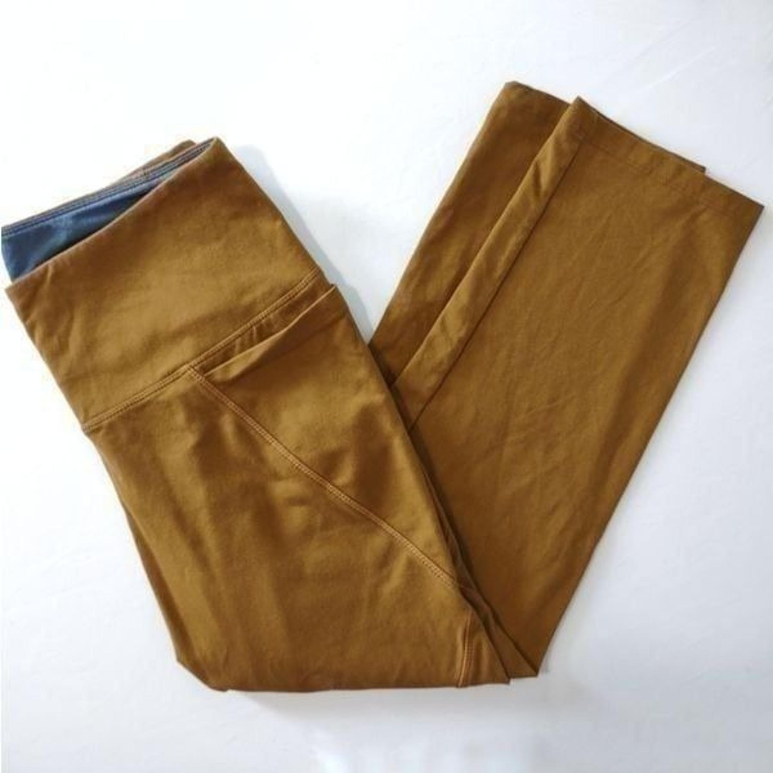 Women With Control Brown Leggings Activewear Full Length Straight Pockets XS