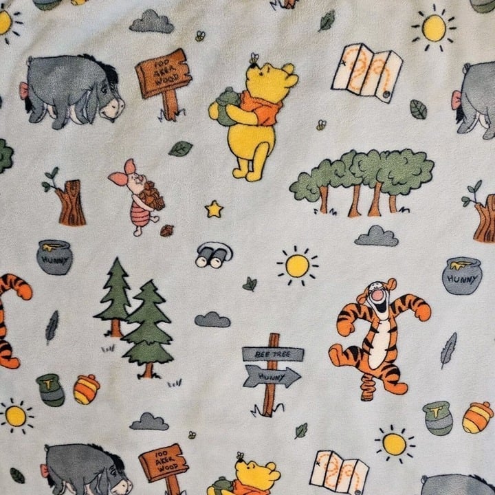 Winnie The Pooh Light Blue Plush Throw Blanket Tiktok Viral 50 X 70 NWOT