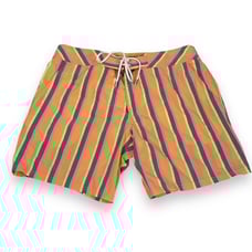 Mr Turk Swim Trunks Shorts Men’s 32 Orange Pink Striped Polyamide Bathing Suit