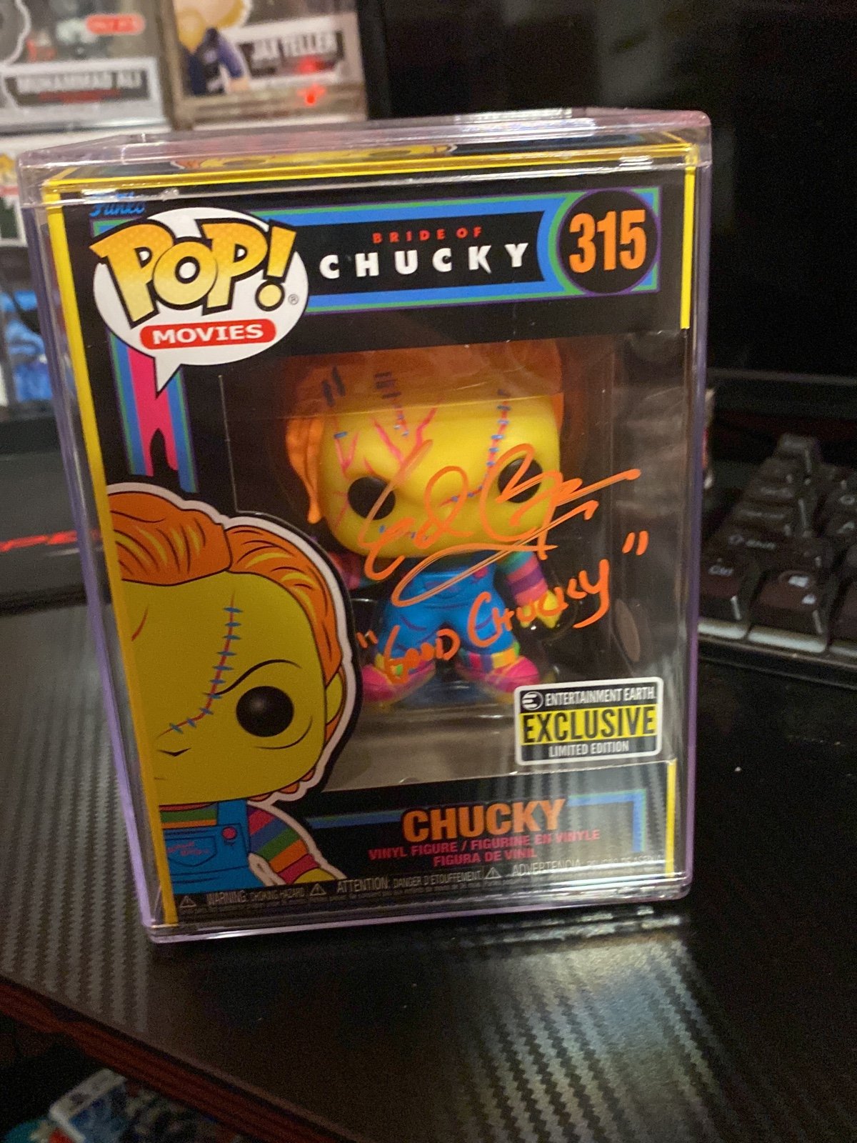Funko Pop black light autographed chucky