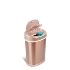 Smart Touchless Motion Sensor Trash Can Oval 3.9 Gallon Gold For Home or Office