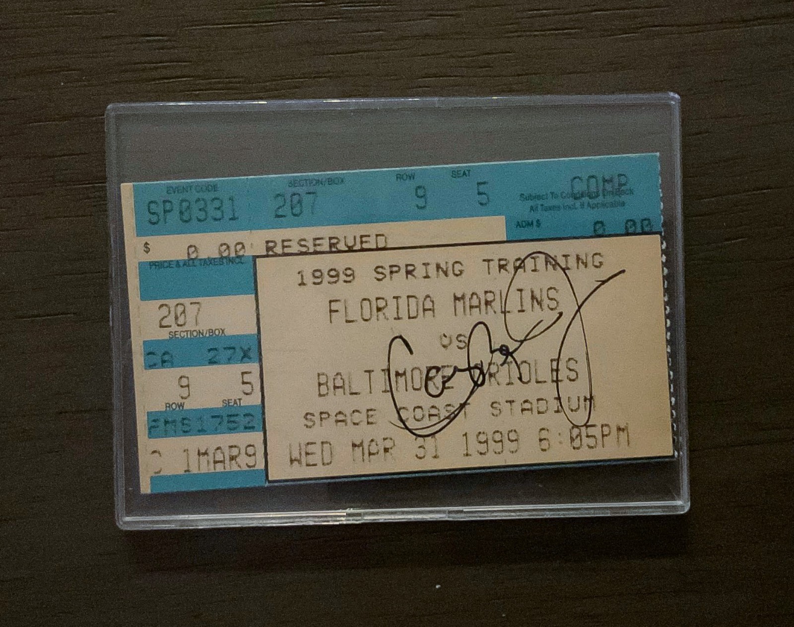 Cal Ripken Jr Signed Ticket