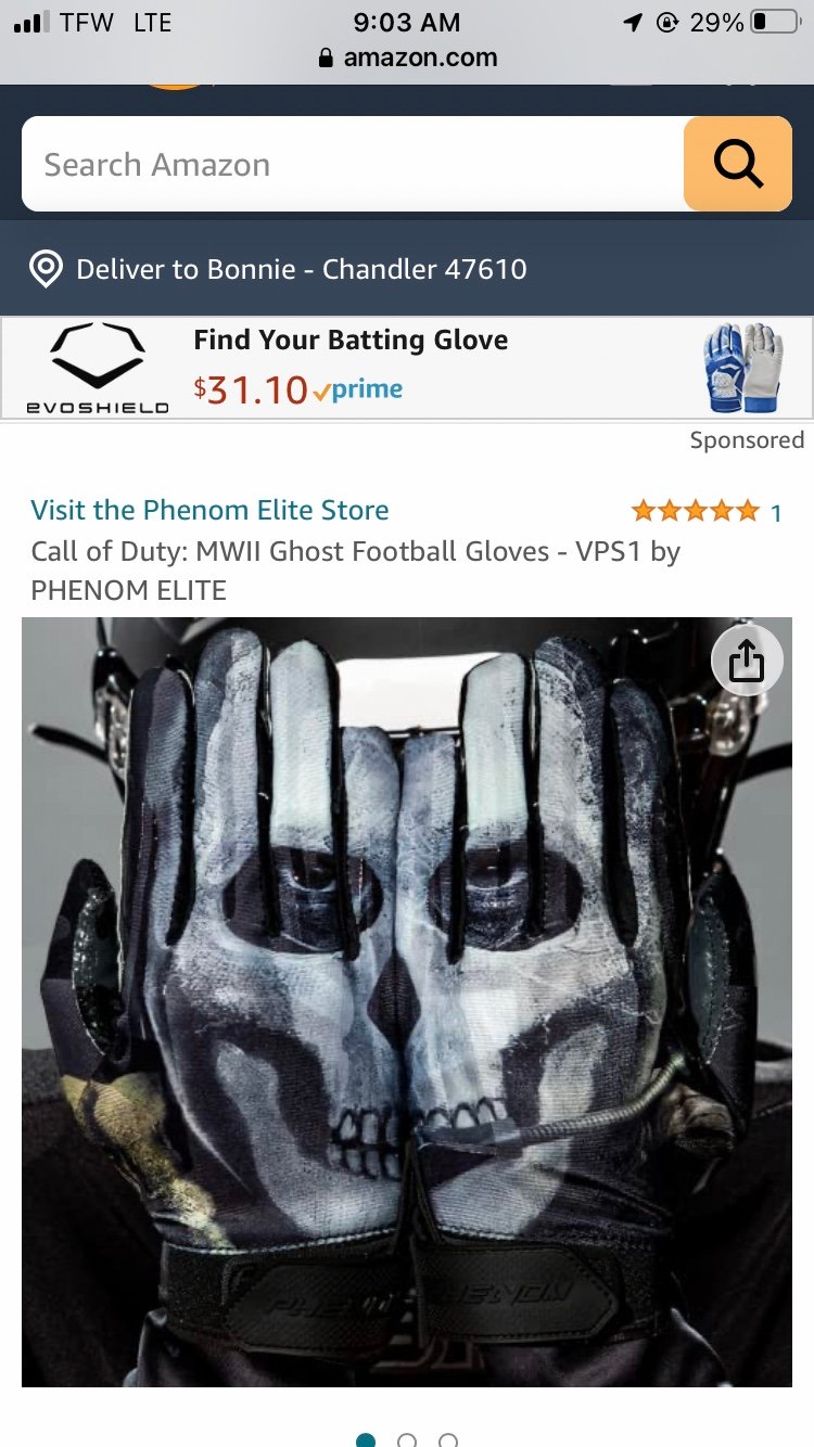 Call of duty Reciever gloves Football