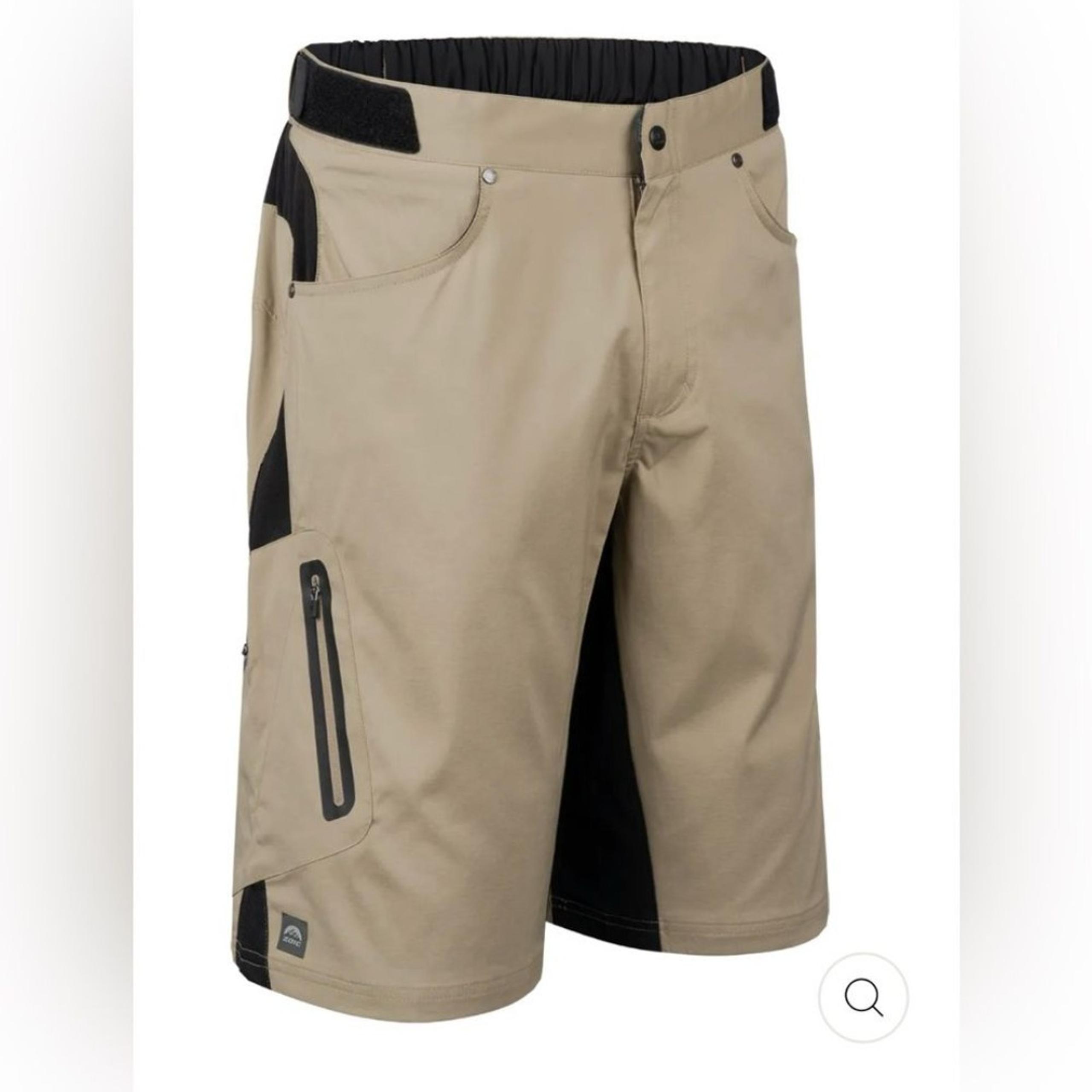 Zoic Men’s Ether Bike Cycling Tan Shorts Zip Pockets Air Flow Mesh, size Large