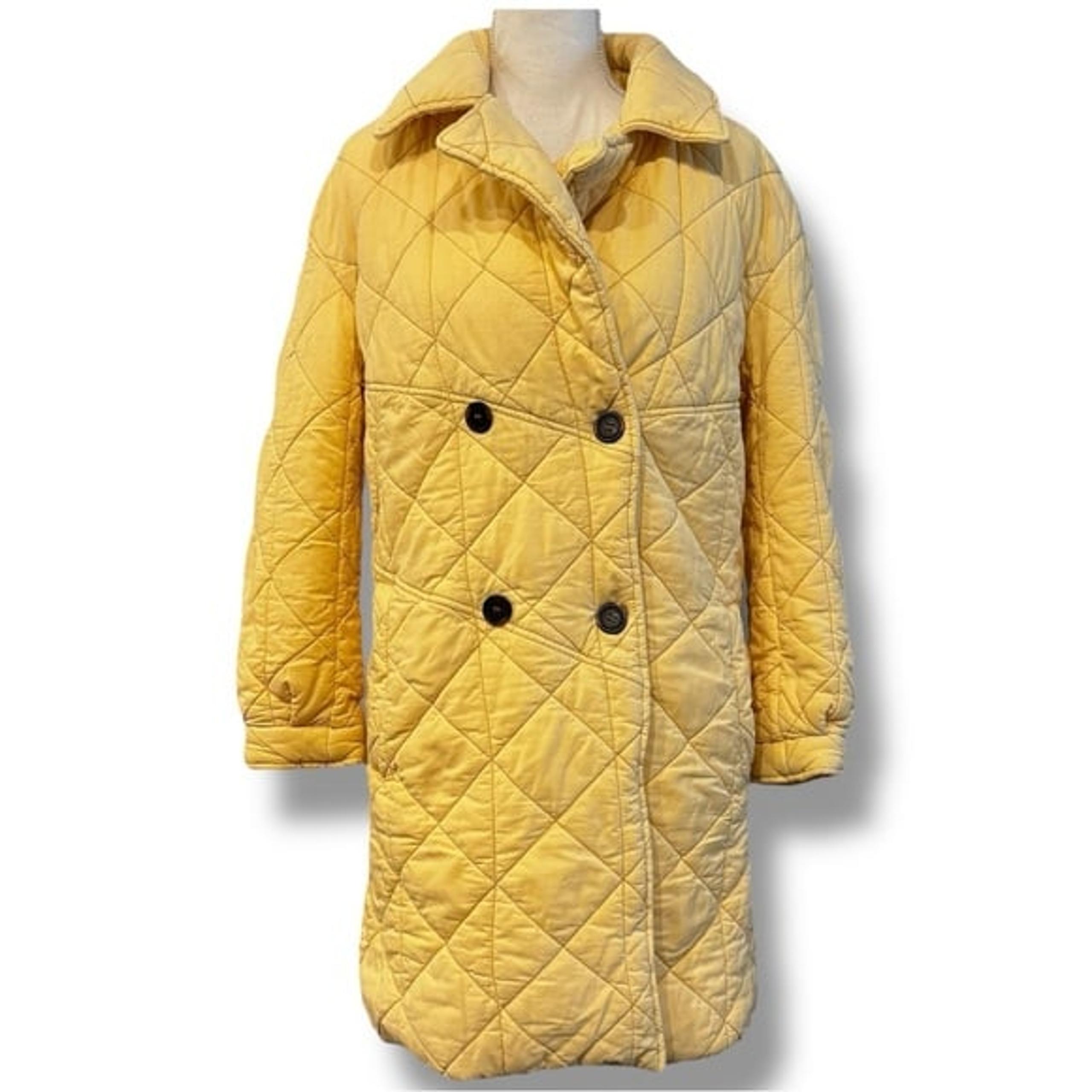 Avec Les Filles Quilted Puffer Coat Jacket Yellow Women’s Size Small