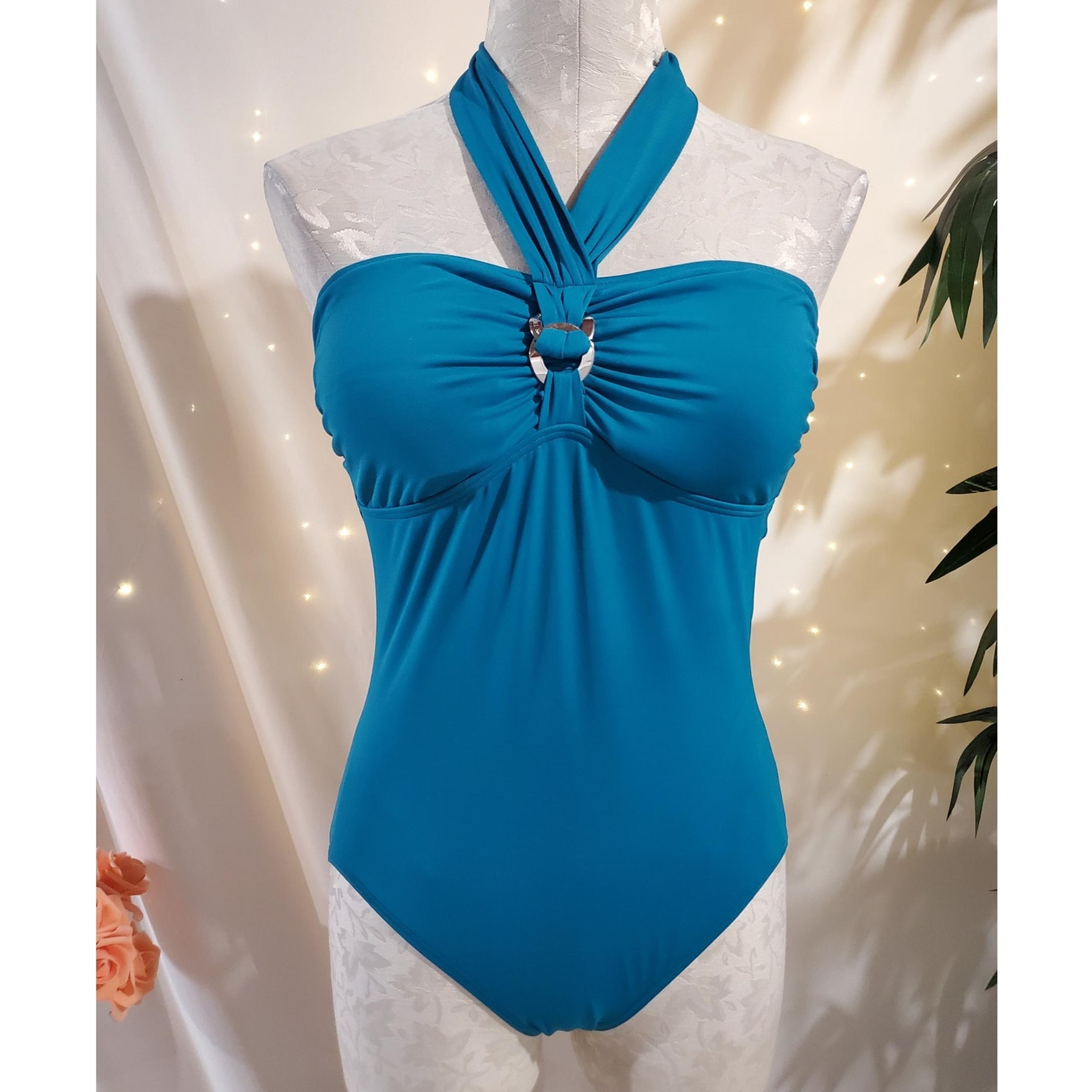 MK Michael Kors One Piece Cruise Halter Tie Neck Swimsuit Women Size 12 Beach