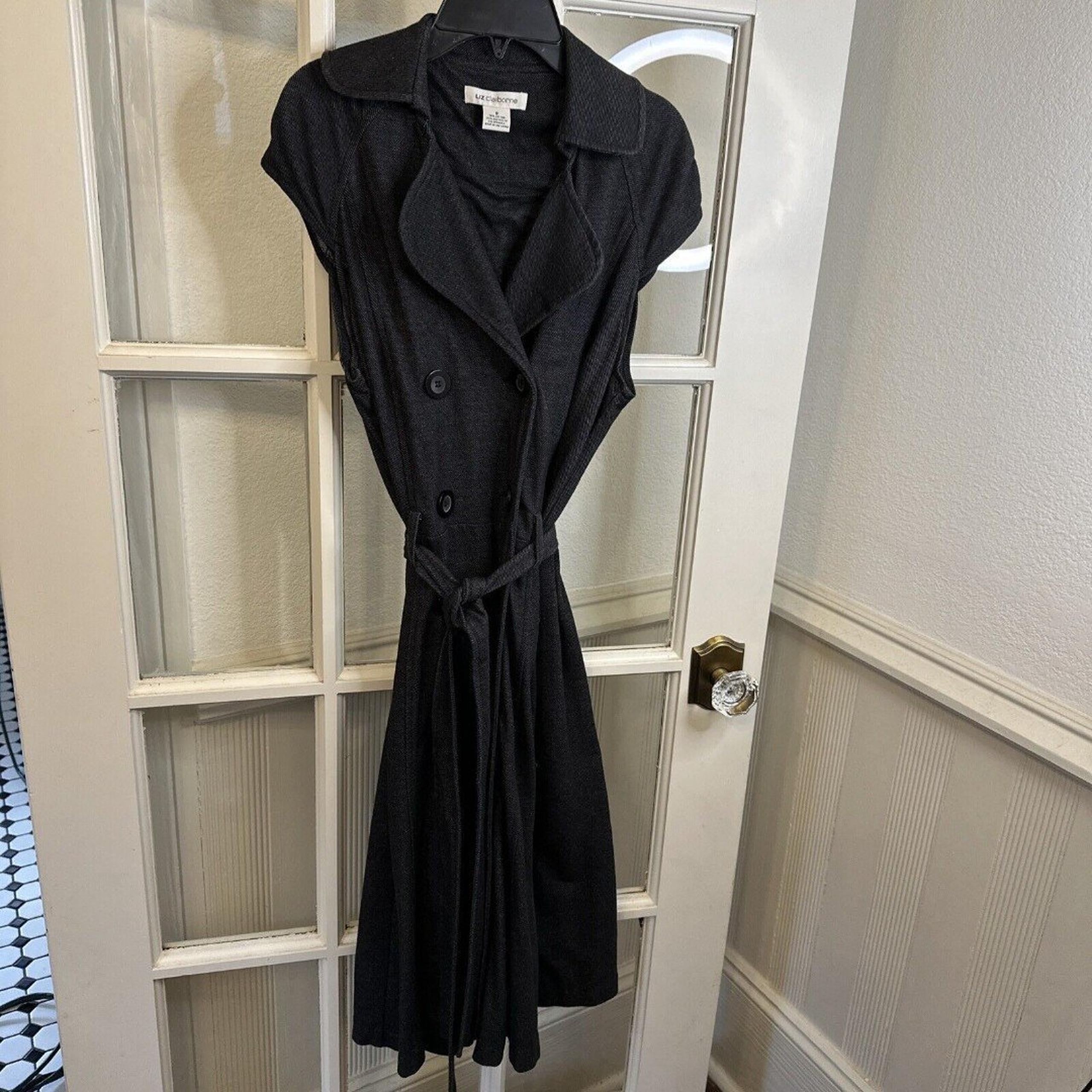 Liz Claiborne Dress Double Breasted Cotton Blend Waist Tie Women's 6