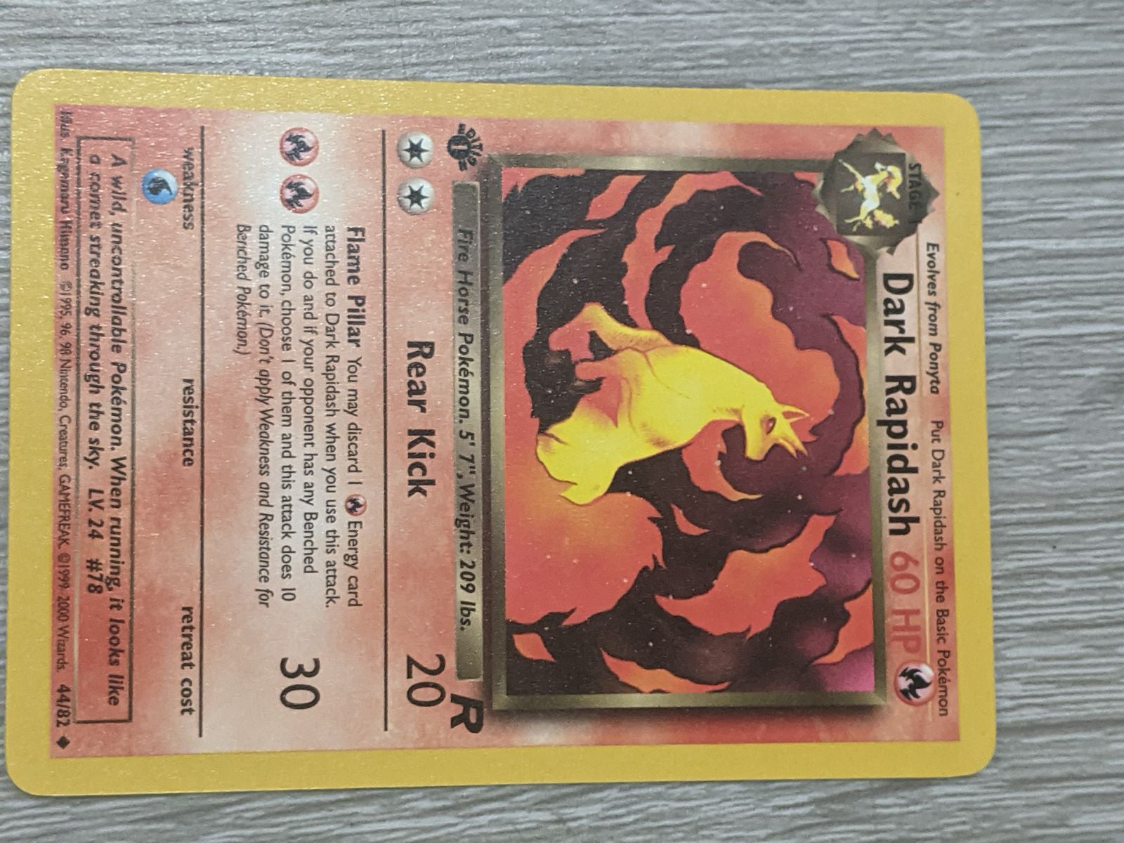Pokemon 1st edition Dark Rapidash Team Rocket