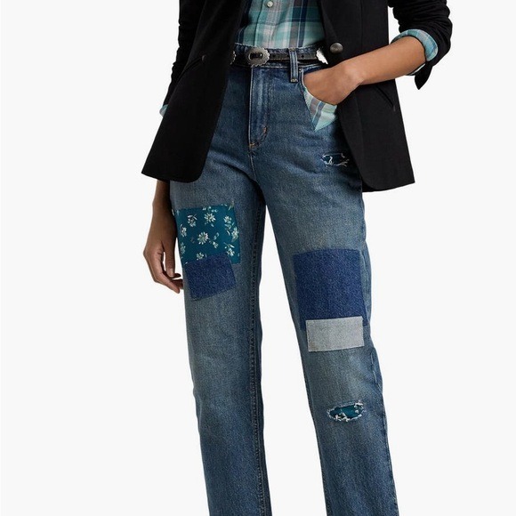 Ralph Lauren Women's Blue Patchwork Jeans 18