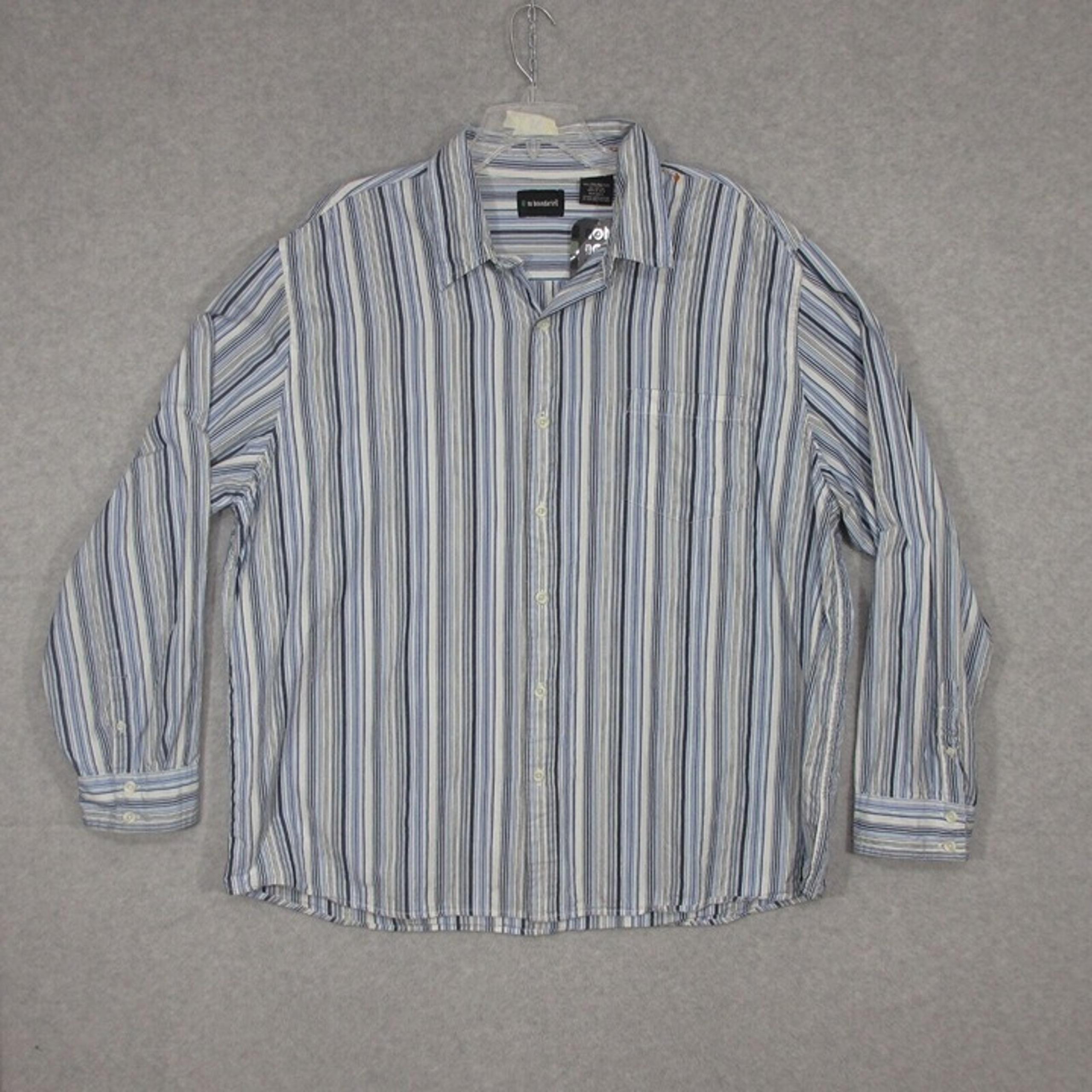 No Boundaries Men's Button Up Shirt Long Sleeve Blue Stripe Size 2XL 50 52