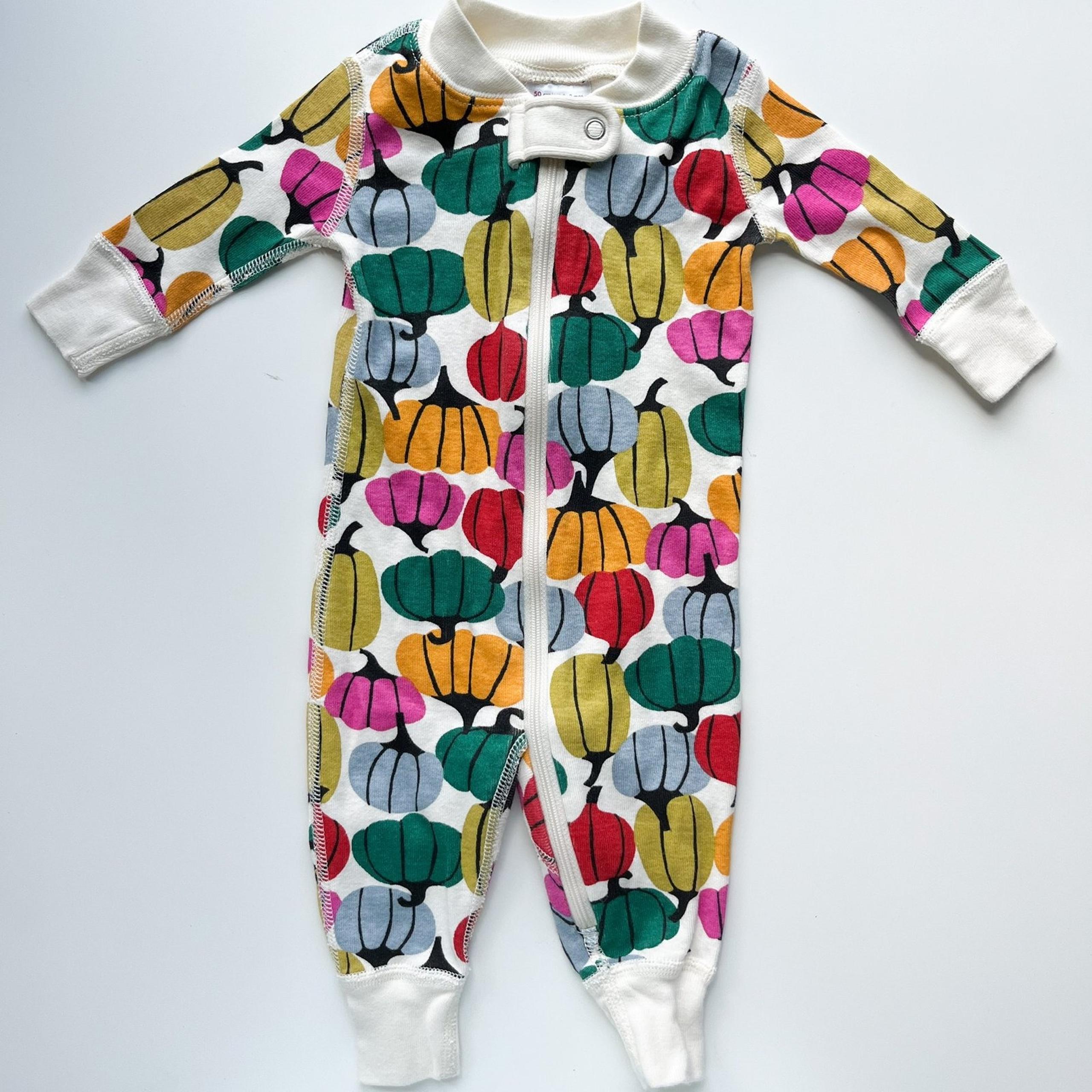 Hanna Andersson Halloween Baby Zip Sleeper Colorful Pumpkins 0-3 months