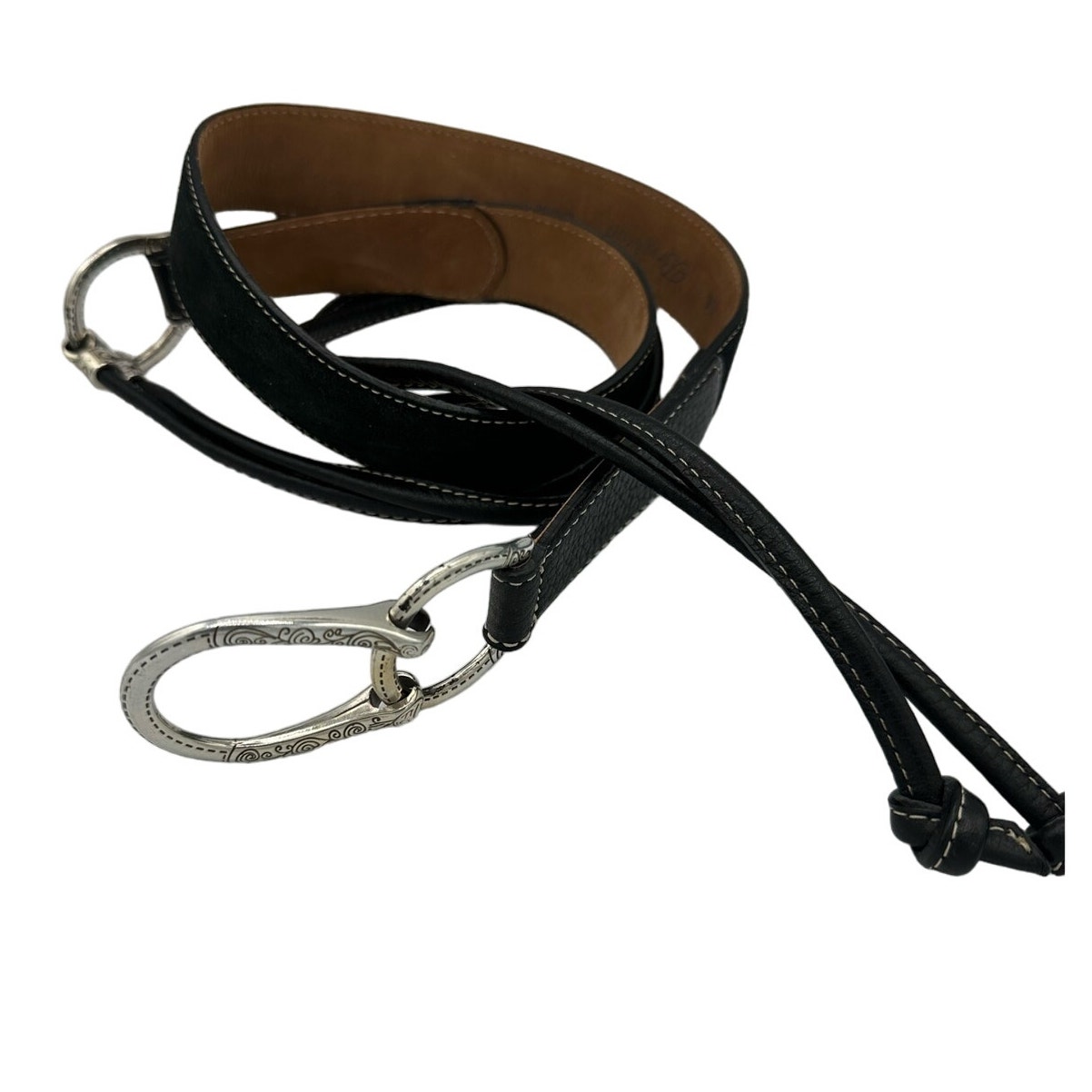 Brighton, Double Barrel Women's Tie Belt, Black and Silver, Size M, Pre-Owned