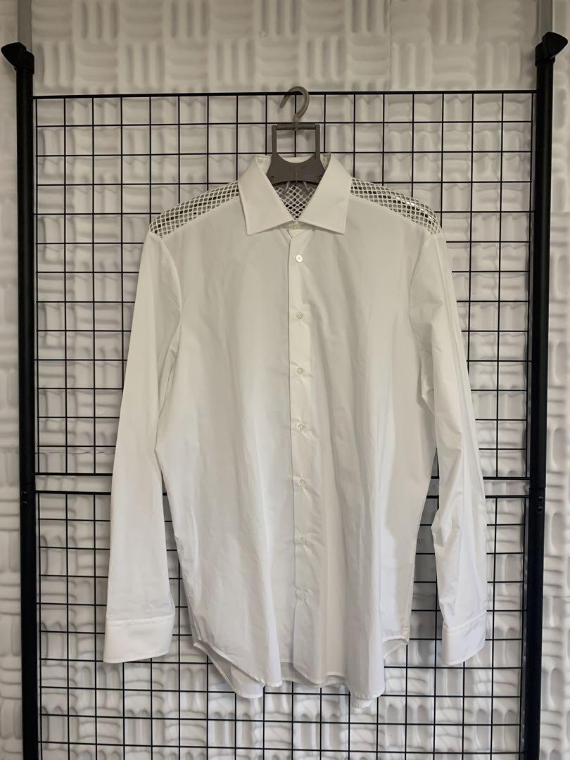 Tシャツ・カットソー RAF SIMONS SS23 Mesh insert shirt (231W256 1010) Raf Simons Mesh insert shirt - White - Women | 231W2561010