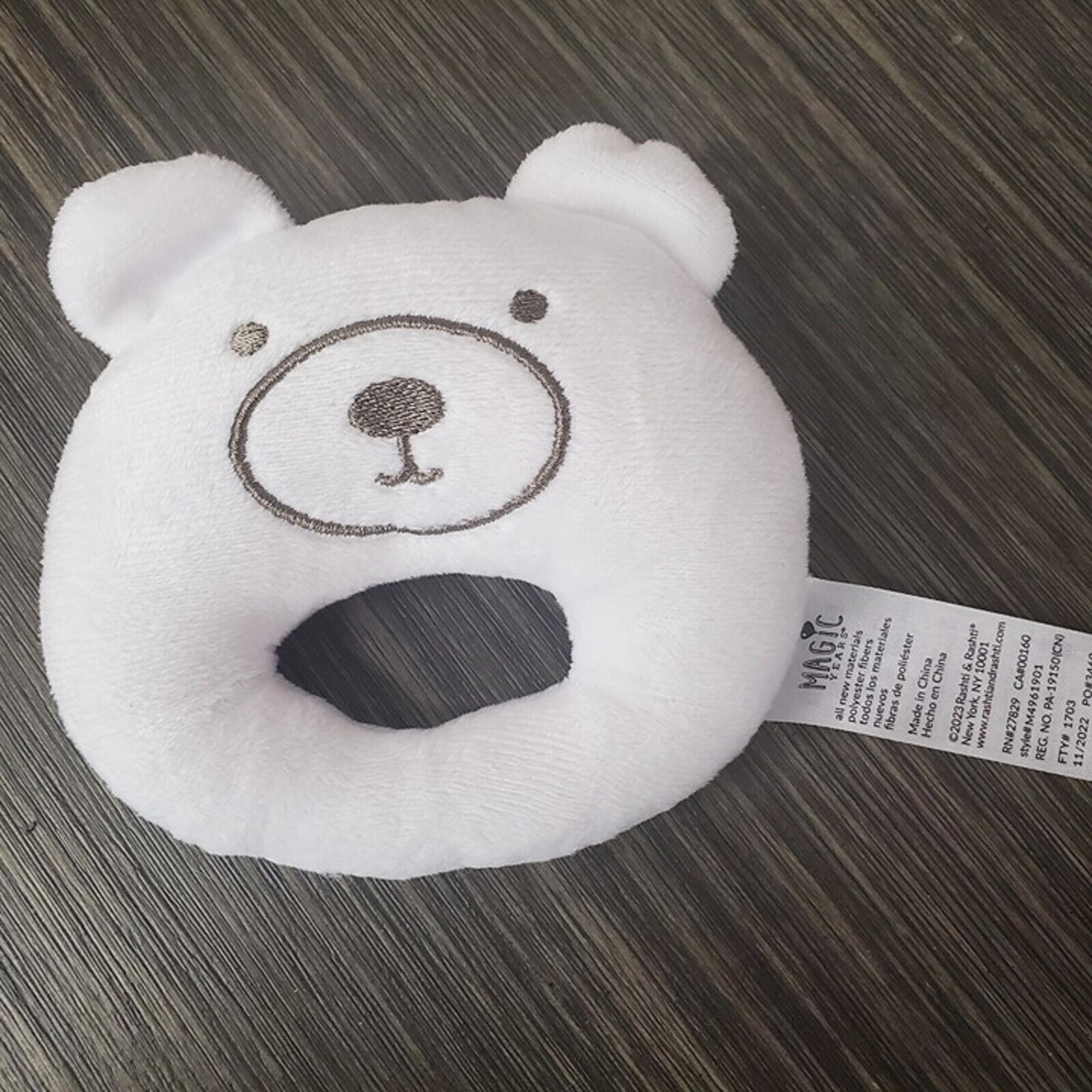 Magic Years Plush White Bear Soft Baby Toy Grabber