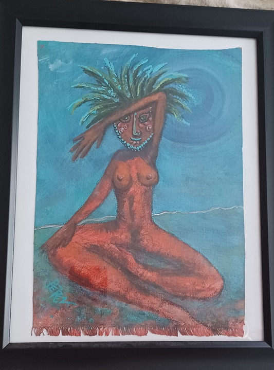 Rocio Perez del Solar Oil on Canvas Painting Peruvian Artist approx. 9 X 12 in.