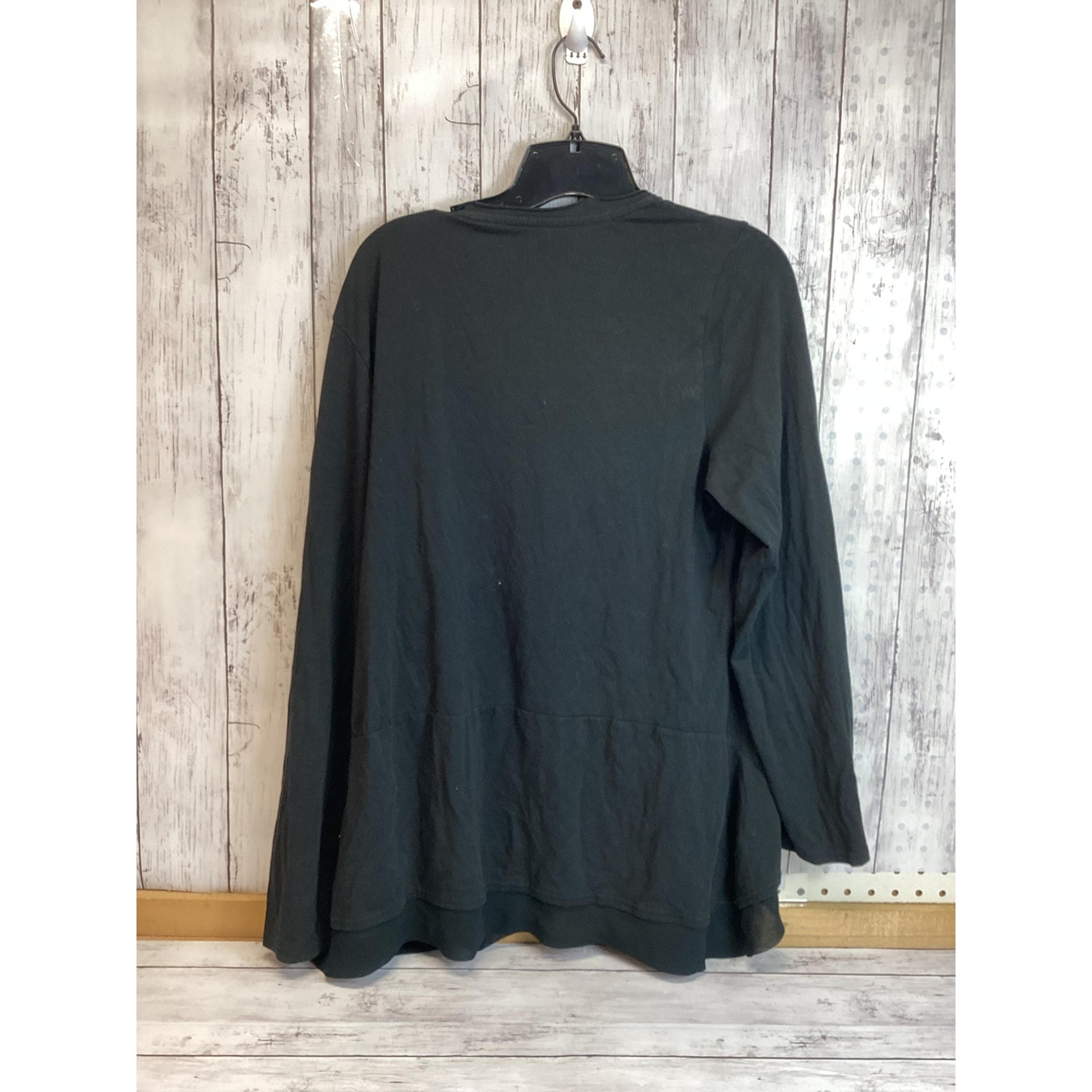 LOGO Lori Goldstein Women's Black Travel Versatile Casual Shirt Top L NEW