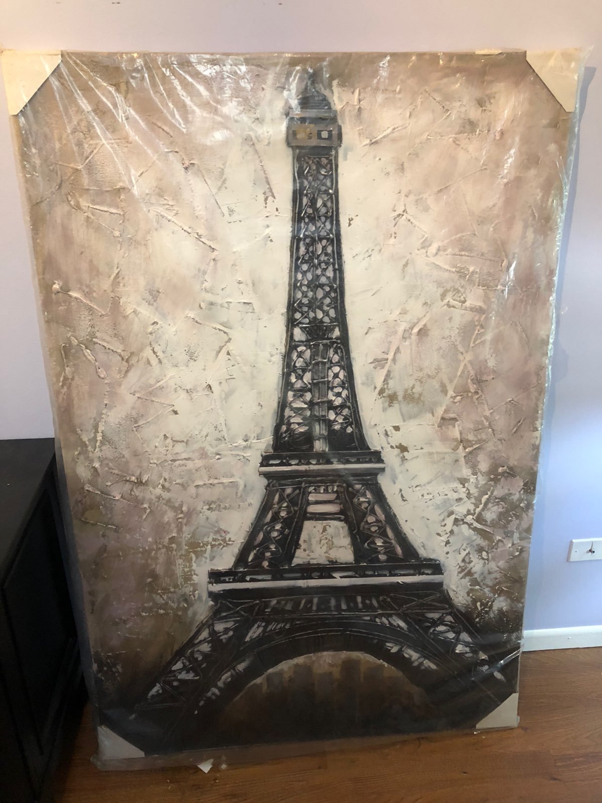Textured Eiffle Tower Painting On Canvas