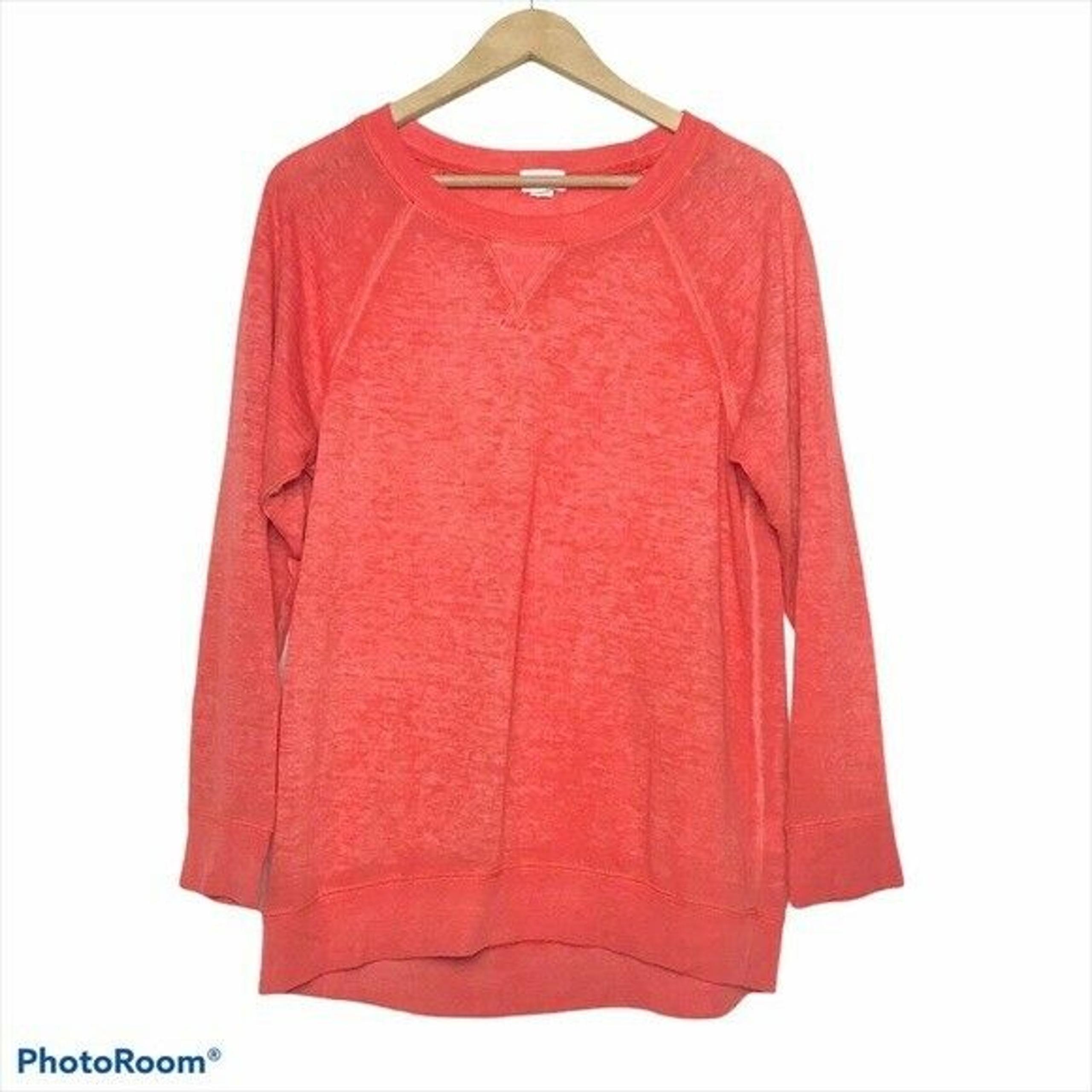 CLEARANCE Women's XS Salmon Pink Light Crew Neck Sweatshirt Cotton Blend - Caslon