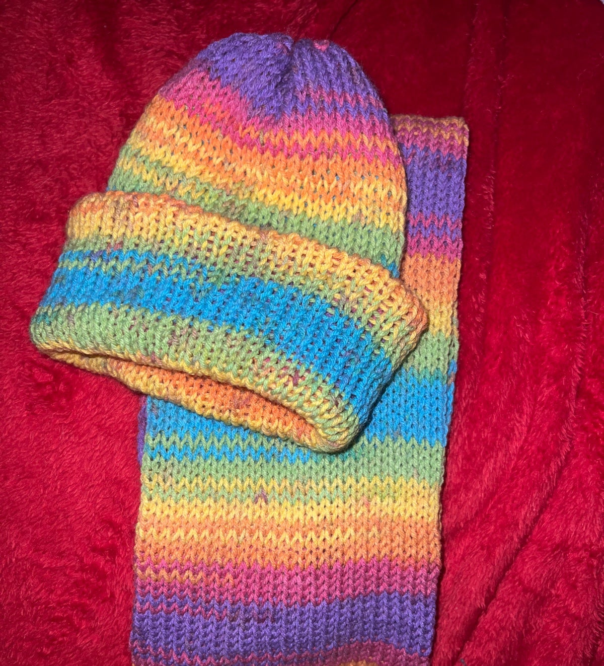 Rainbow Hat/Scarf Combo