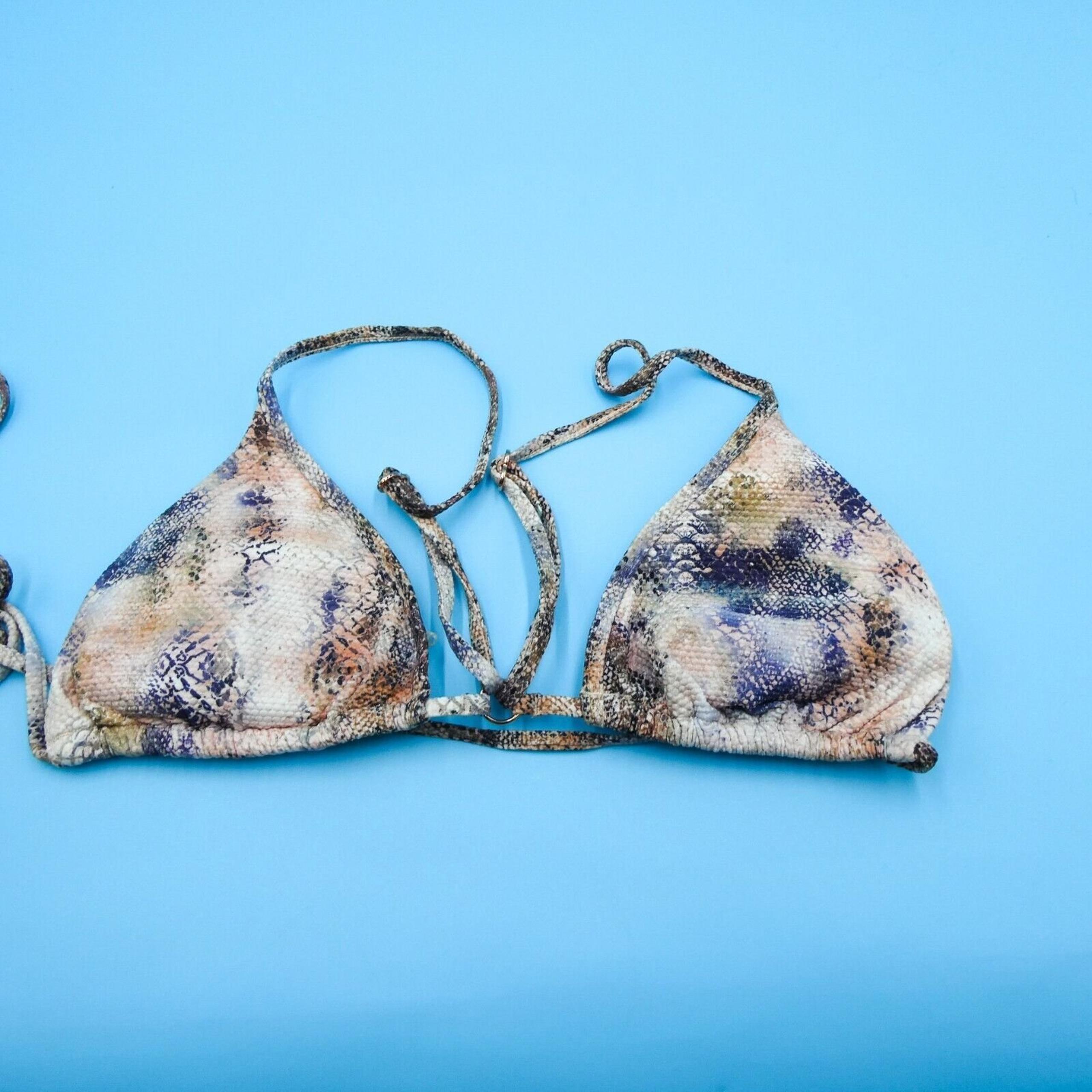 Victorias Secret Large Snake Print Strappy Triangle Padded Bikini Top Swimwear