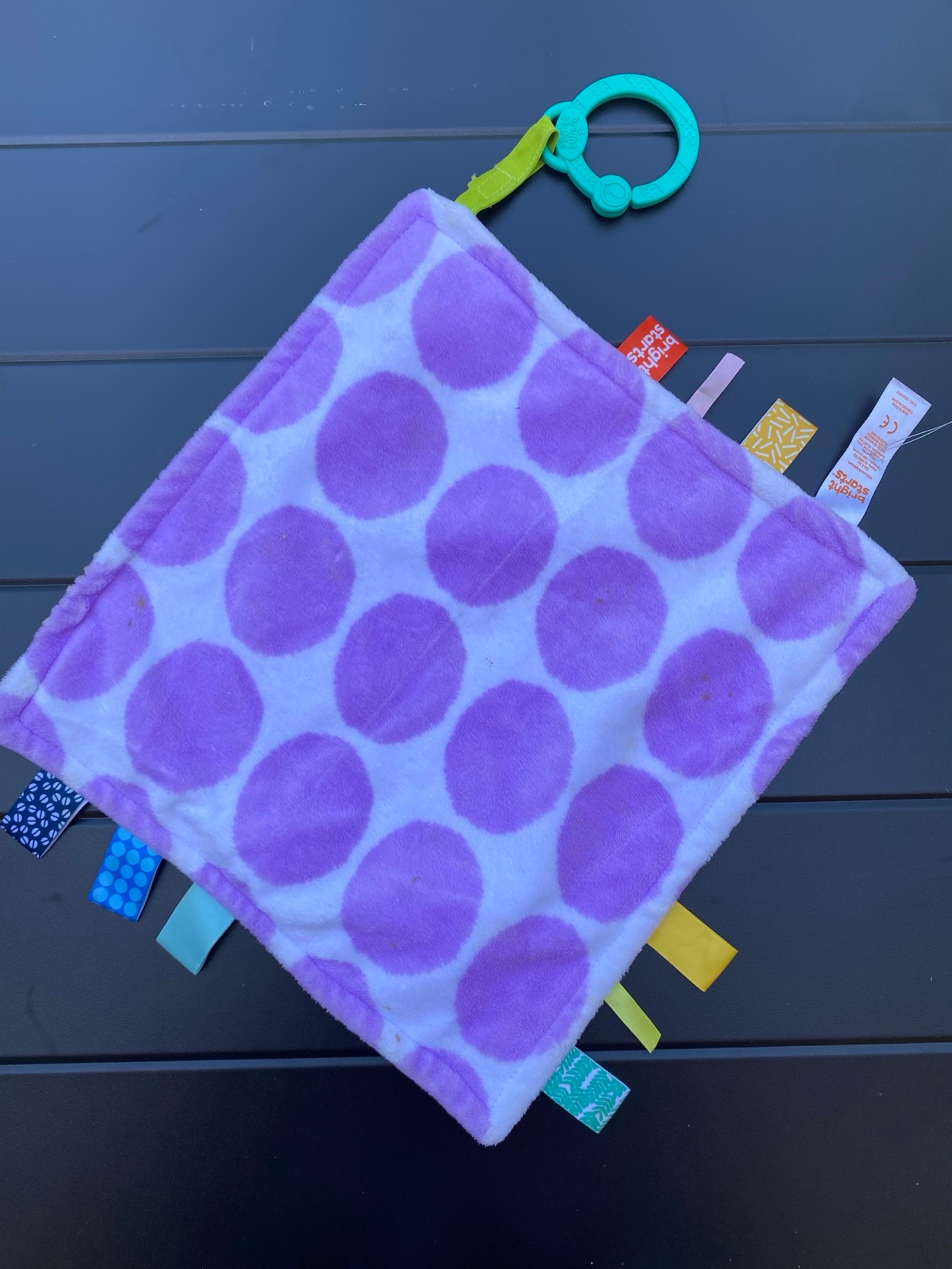 Bright Starts Taggies Baby Security Blanket Lovey Purple Polka Dot Pink Corduroy