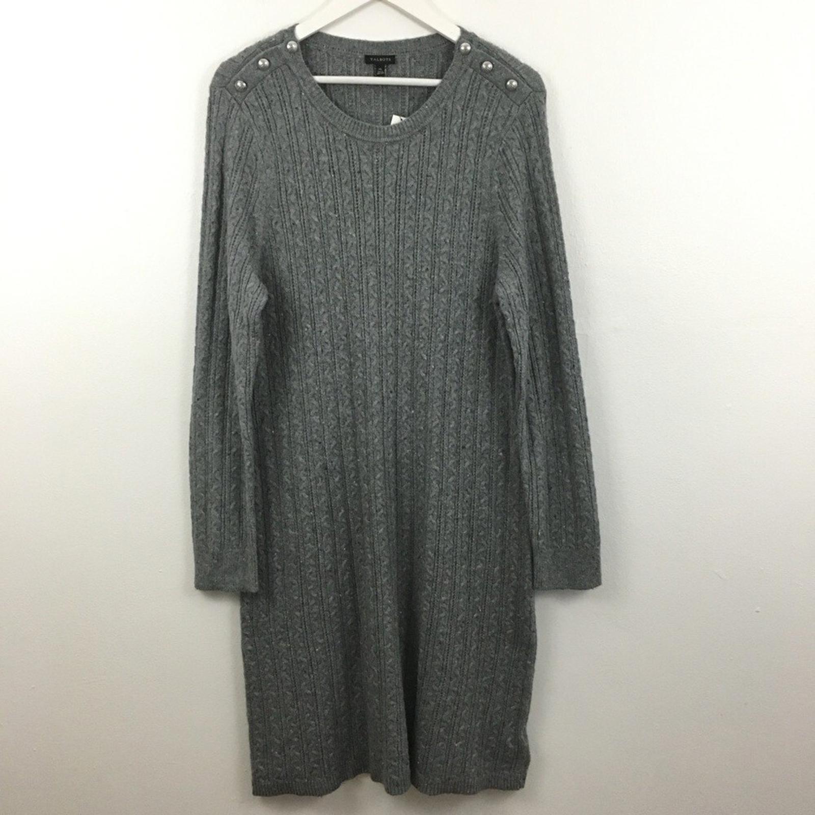 NWT Talbots Womens Ribbed Grey Long Sleeve Dress Size XL ..